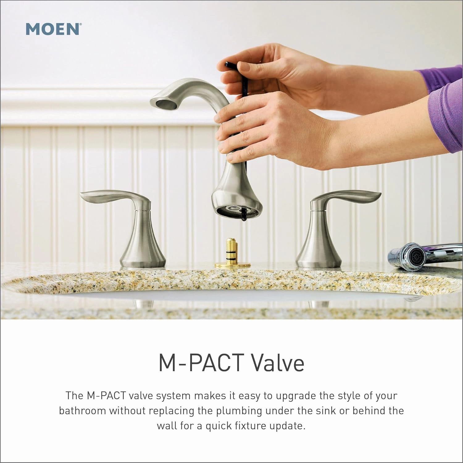Moen Gibson Brushed Nickel Two-Handle High Arc Widespread Bathroom Sink Faucet for 3-Hole Setups with Valve Included, TV6142BN