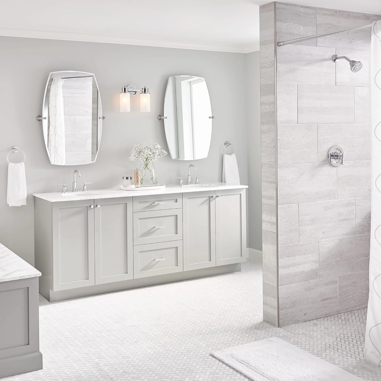 Moen Gibson Chrome Two-Handle High Arc Widespread Bathroom Sink Faucet for 3-Hole Setups with Valve Included, TV6142