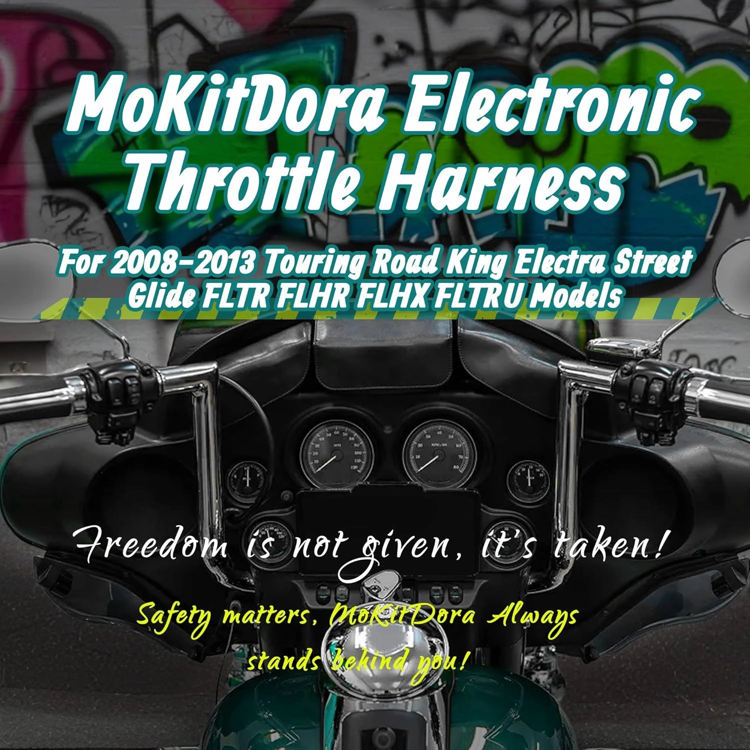 MoKitDora 28" Harley Handlebar Electronic Throttle TBW Heated Grip Wire Harness 2008-2013 Touring Road King Electra Glide Street Glide FLTR FLHR FLHX FLTRU Models