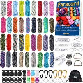 MONOBIN Paracord Combo Kit - 36 Colors, Multifunction Ropes & Accessories for Crafts