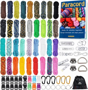MONOBIN Paracord Combo Kit - 36 Colors, Multifunction Ropes & Accessories for Crafts