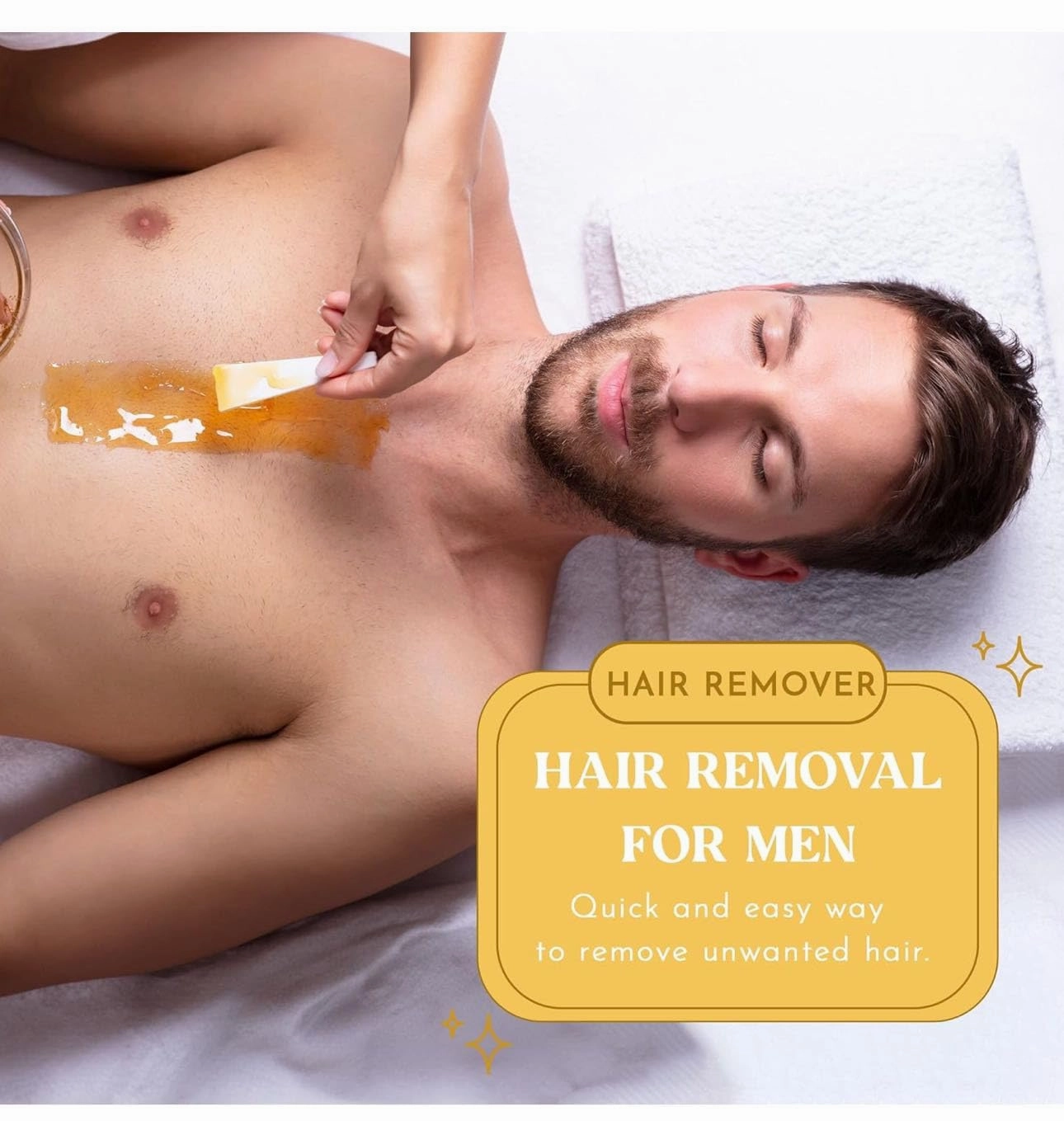 MOOM Organic Hair Removal Sugar Wax for Men with Aloe Vera & Chamomile – Soft Wax for Sensitive Skin & Men Hair - Perfect for Back, Chest, Eyebrow & Body - 12 oz Jar (Strips & Sticks NOT Included)