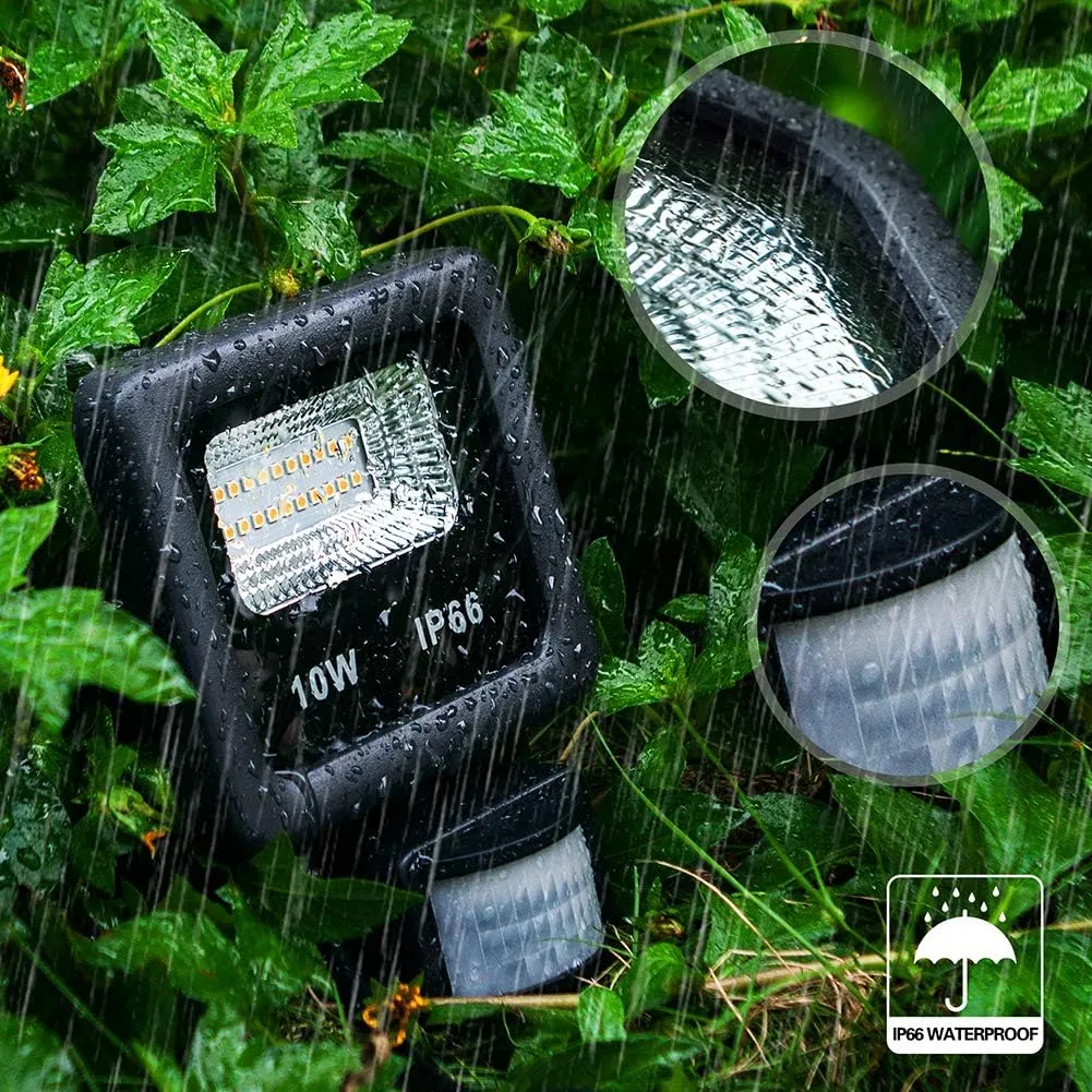 Motion Sensor Flood Light Outdoor,10W Security Light, IP66 Waterproof Outdoor Light,1000LM,3200K Motion Security Lights with Plug for Garage Yard Patio Pathway Porch Entryways (Warm White)
