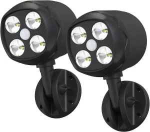Motion Sensor Outdoor Lights, Battery Operated Outdoor Light, 600LM Motion Detector Lights for Outside, 6000K LED Security Light Battery Powered Spotlight for House Wall, Black(2 Pack)