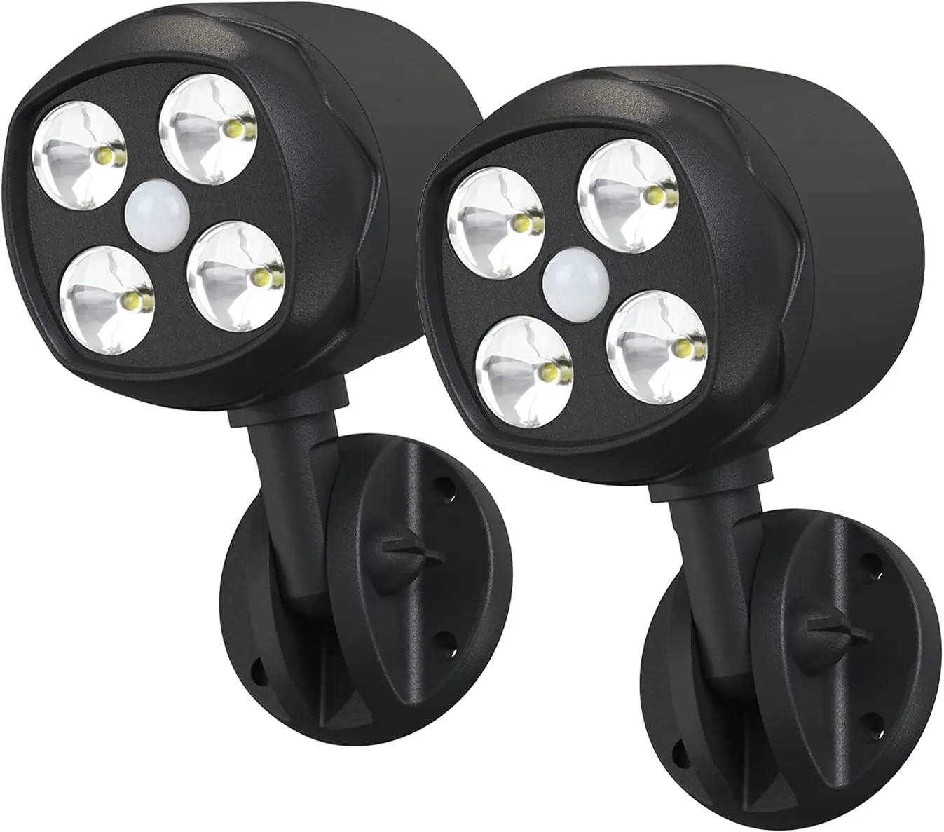Motion Sensor Outdoor Lights, Battery Operated Outdoor Light, 600LM Motion Detector Lights for Outside, 6000K LED Security Light Battery Powered Spotlight for House Wall, Black(2 Pack)