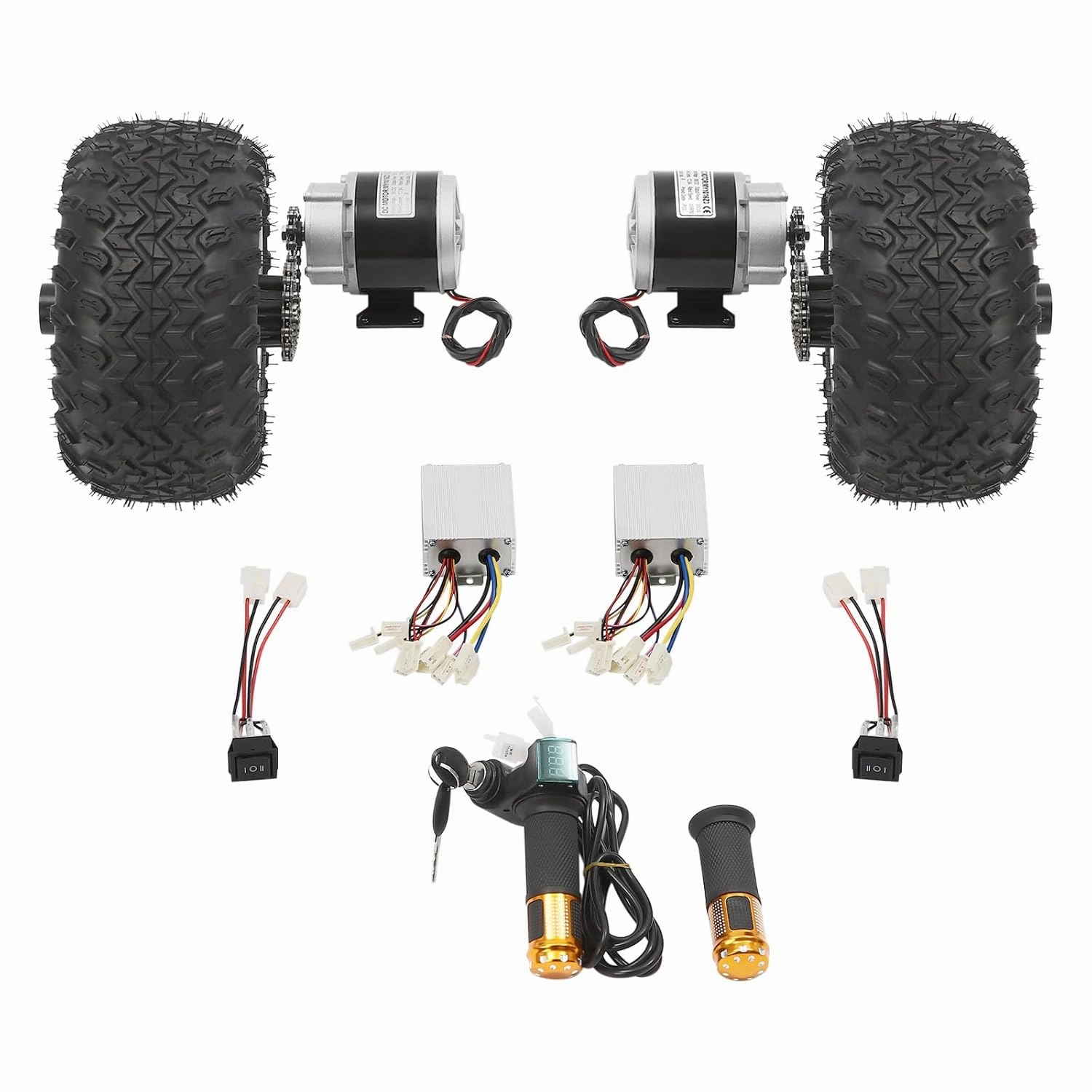 Motor Drive Air Wheel Conversion Kit, 10 Inch 26V 350W Double Wheel Set Wheel Kit With Digital Display Throttle for Electrical Beach Scooter, Small Go-Karts,Senior Mobility Scooters