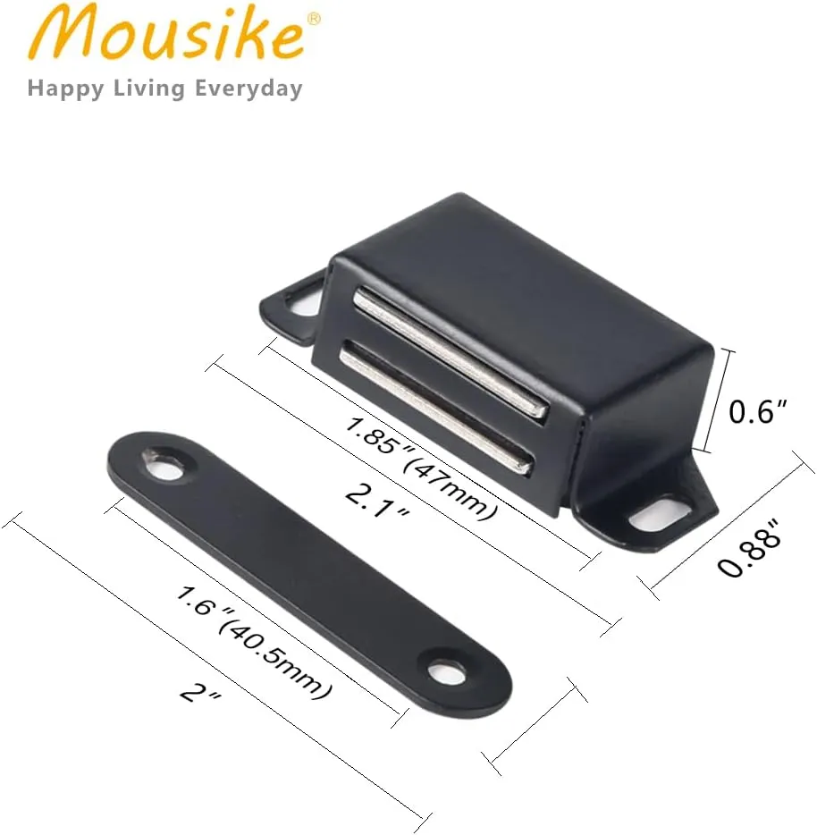 Mousike Cabinet Magnets 30lb Black Door Magnets with Strong Magnetic for Kitchen Cupboard Wardrobe Closet Cabinet Door Drawer Latch 8 Pack