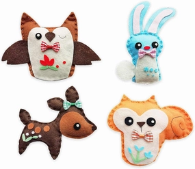 MOVEBO Felt DIY Sewing Crafts Animal Crafting Sewing Kit Fun Stuffed Sew Kits for Kids Boys and Girls (4 Animal Toy DIY Set Including Rabbits, Owls, Squirrels, Deer)