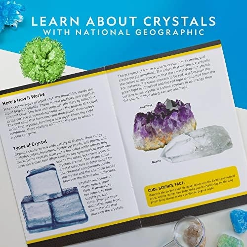 NATIONAL GEOGRAPHIC Crystal Growing Kit - 3 Vibrant Colored Crystals to Grow with Light-Up Display Stand, Science Toy for Girls and Boys Ages 8-12, Includes 3 Gems, Cool STEM Gift (Amazon Exclusive)