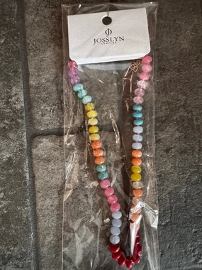 Natural Agate Glass Semi Precious Bead Necklace - 1E