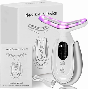 Neck Face Massager, 7-in-1 Portable Facial Massager Face Sculpting Wand Tool Vibrating and Warming Function, Electric Face Massager Tool for Skin Care at Home, White