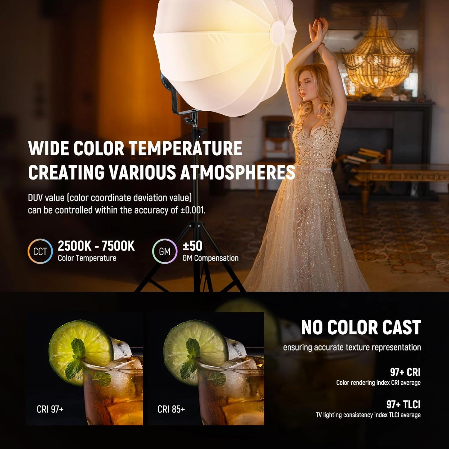 NEEWER CB 300C RGB LED Video Light with Reflector, 300W, APP/2.4G Control, 17 Scenes 29600Lux/1m 2500-7500K CRI97 /TLCI97  Full Color Bowens COB Continuous Output Lighting Dimmable for Studio Filming