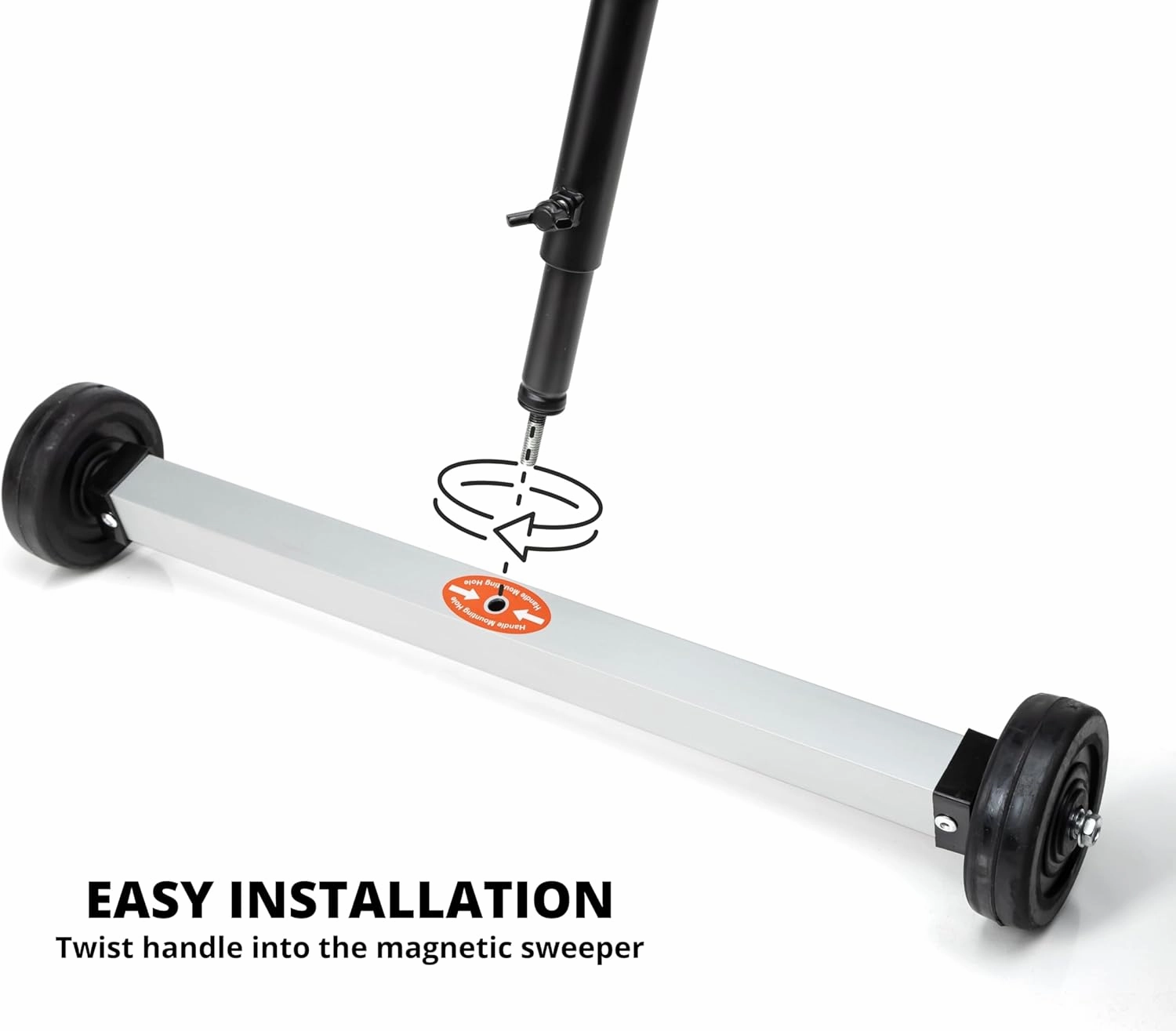 NEIKO 53414A 17-Inch Mini Magnetic Sweeper, Rolling Magnetic Sweeper with Wheels, Adjustable Handle, Lightweight Magnet to Pick Up Nails, 10-Pound Capacity, Nail Finder