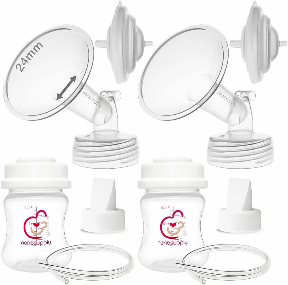 Nenesupply Pump Parts Compatible with Spectra S2 S1 9 Plus Breast Pump to Replace Spectra Pump Parts S2 Accessories Flange 24mm Duckbill Valve Tubing Bottles Backflow Protector