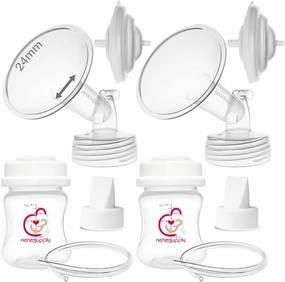 Nenesupply Pump Parts Compatible with Spectra S2 S1 9 Plus Breast Pump to Replace Spectra Pump Parts S2 Accessories Flange 24mm Duckbill Valve Tubing Bottles Backflow Protector