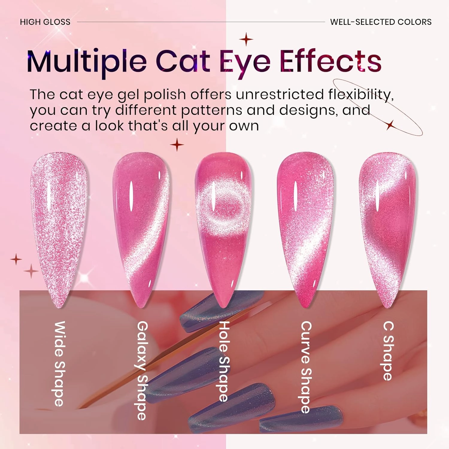 Neon Cat Eye Gel Polish Set with Magnetic, Sparkle Glitter Cateye Nail Polish Gel Holographic Magnetic Gels Polish Long Lasting Soak Off UV Gels for Professional Nail Salon or DIY at Home