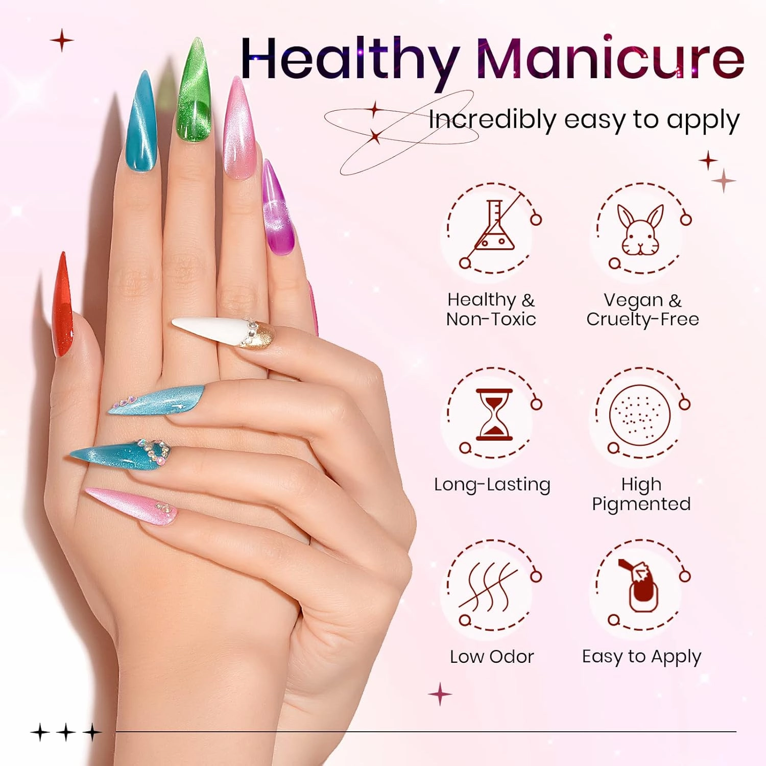 Neon Cat Eye Gel Polish Set with Magnetic, Sparkle Glitter Cateye Nail Polish Gel Holographic Magnetic Gels Polish Long Lasting Soak Off UV Gels for Professional Nail Salon or DIY at Home