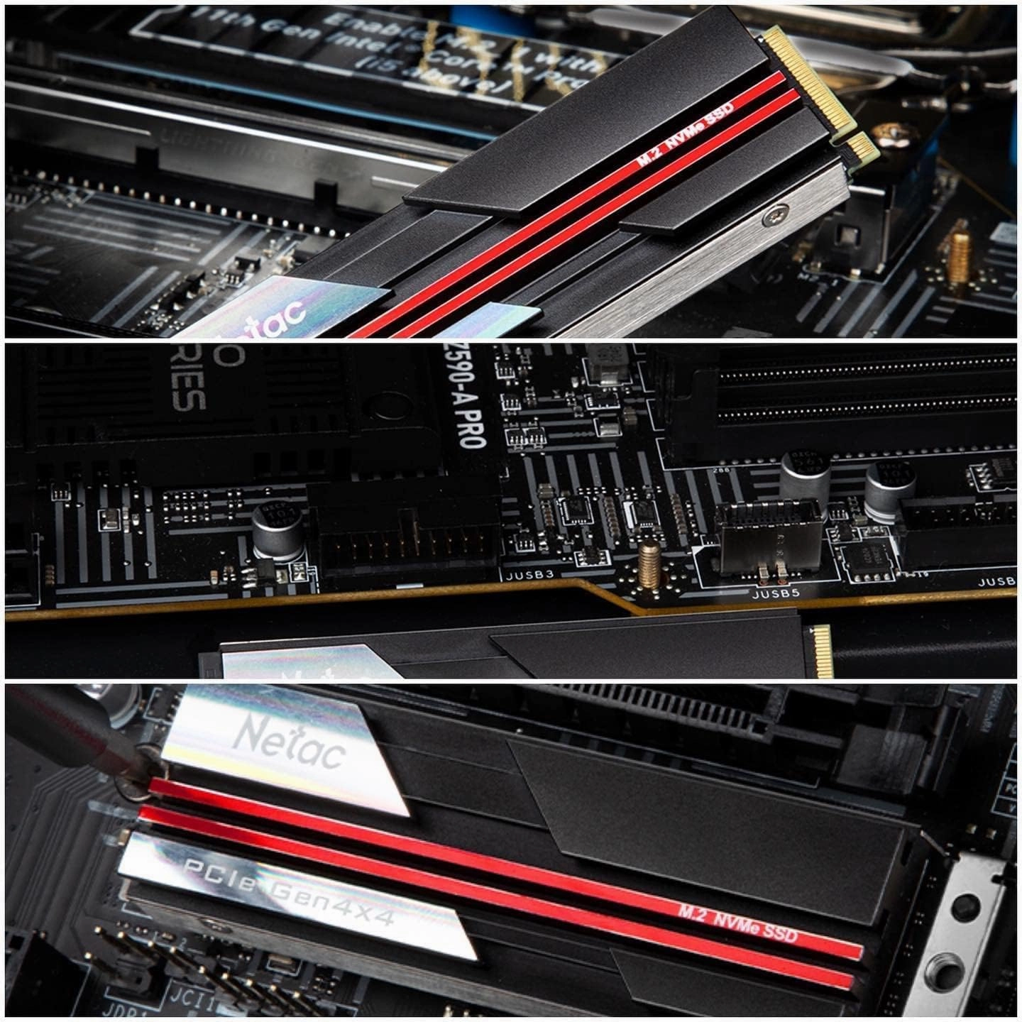 Netac 2TB PCIe 4.0 NVMe SSD M.2 2280 Internal Solid State Drive with Heatsink SLC Caching Speed up to 7,000MB/s High-Performance for PCs Desktop, Works with PS5, Heat Control Easy to Install- NV7000