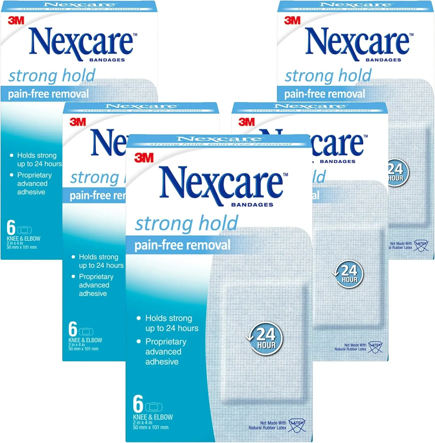 Nexcare Sensitive Skin Bandages for Knee & Elbow, 6 Count (Pack of 5) – Hypoallergenic, Latex-Free, Pain-Free Removal Adhesive Bandages, Breathable Flexible Fabric, Long-Lasting Hold for Delicate Skin
