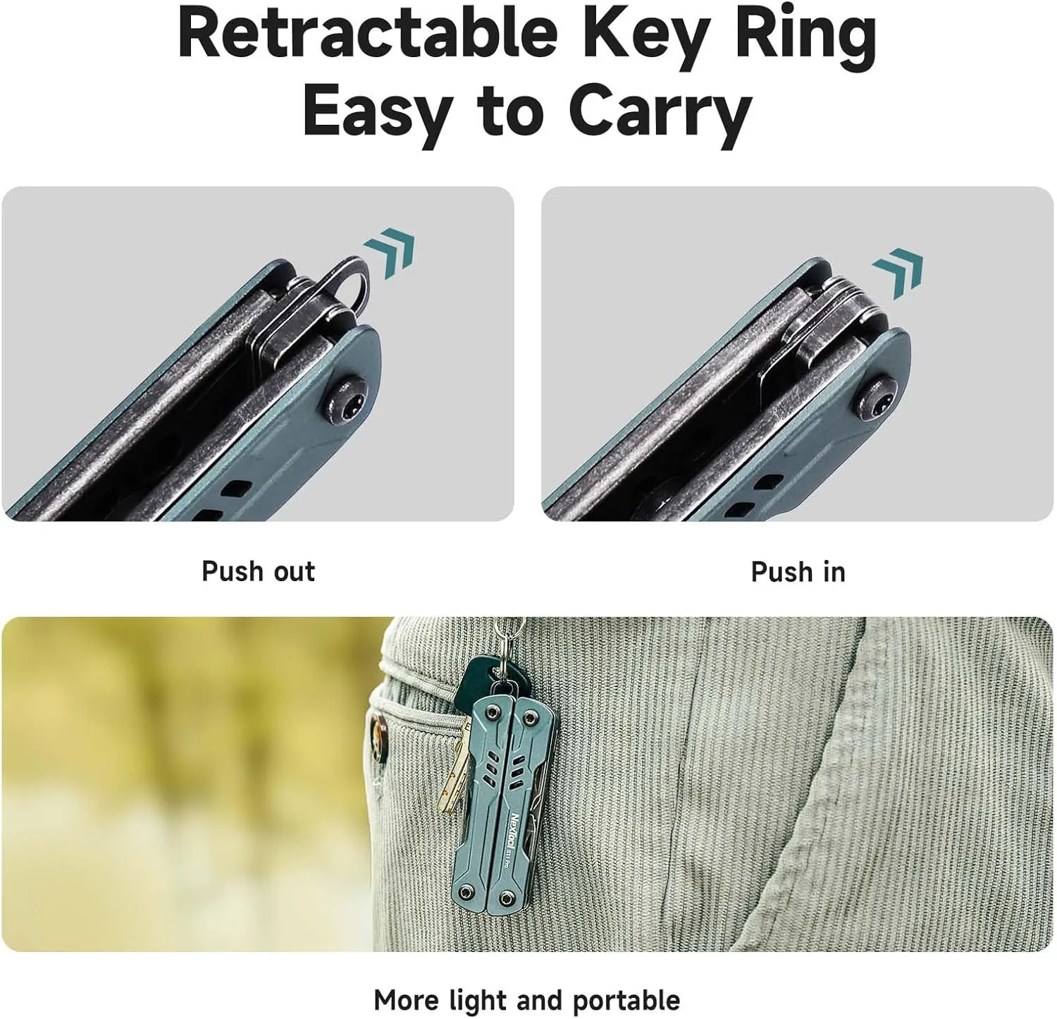 NexTool Mini Sailor S11 Pro Keychain Multitool - Compact 12-in-1 EDC Multi Tool with Upgraded Materials, Lightweight Pocket Tool for Camping, Hiking, DIY & Gifts