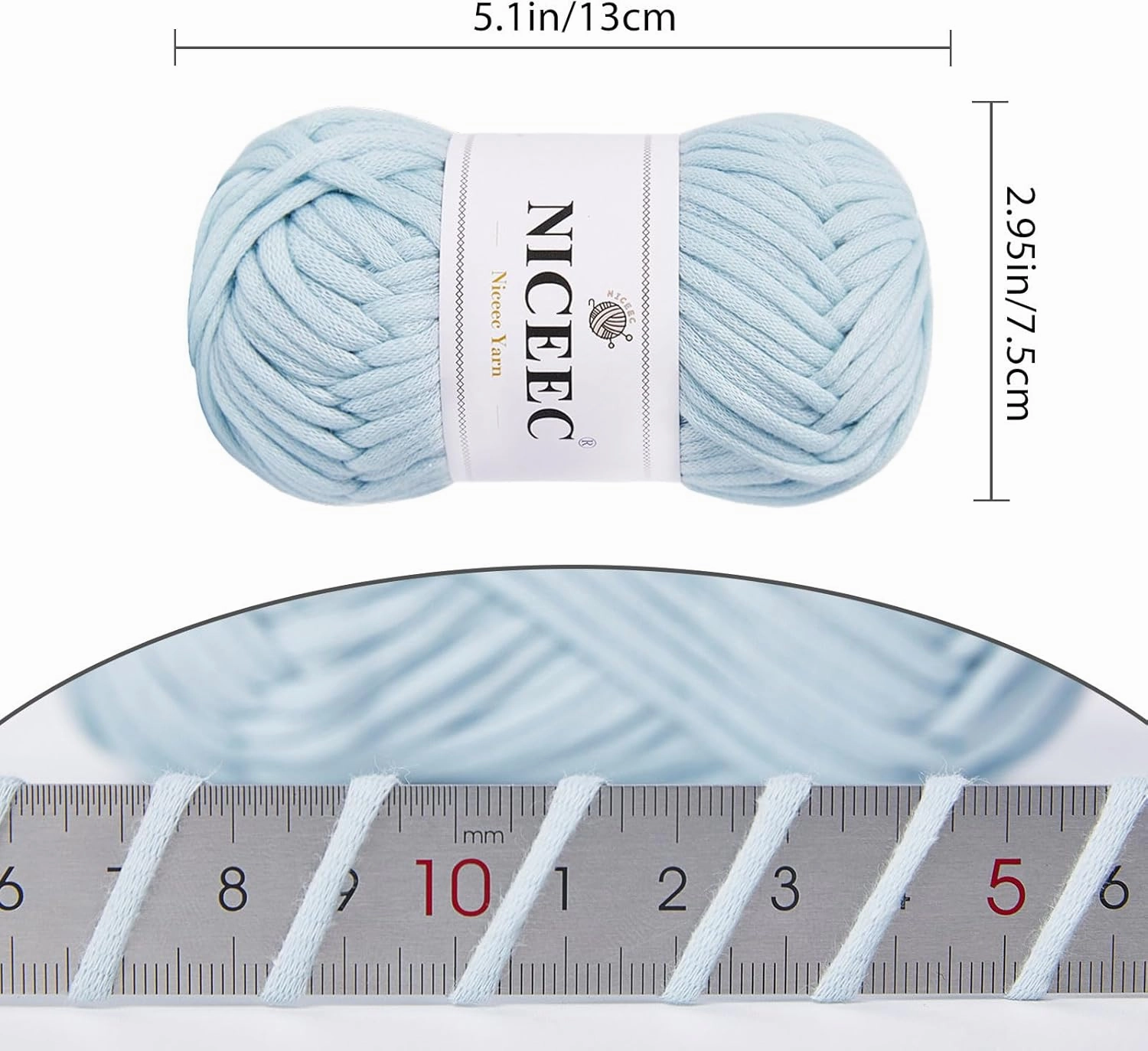 NICEEC 4 Skeins Soft Cotton-Nylon Blend Yarn for Crochet & Knitting - Easy-Use, Beginner Friendly, DIY Craft Yarn - Total Length 220yds (7.1oz) - Light Blue