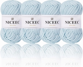 NICEEC 4 Skeins Soft Cotton-Nylon Blend Yarn for Crochet & Knitting - Easy-Use, Beginner Friendly, DIY Craft Yarn - Total Length 220yds (7.1oz) - Light Blue