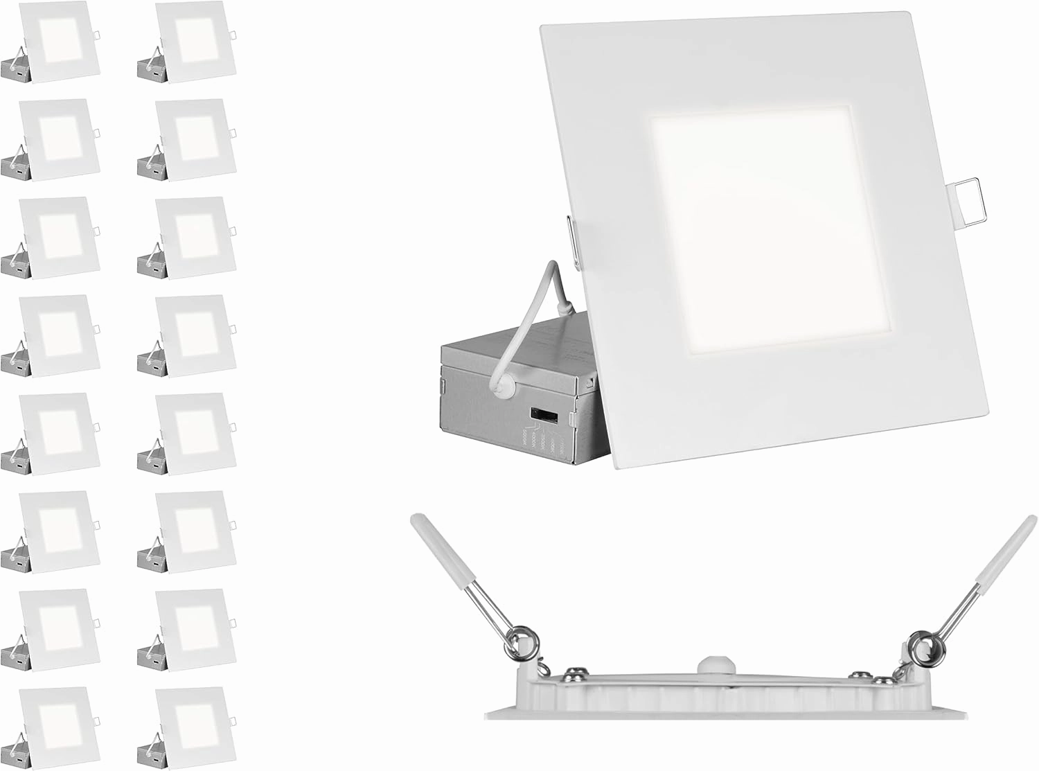 NICOR Lighting REL Selectable 6 in. Square Remodel LED Downlight Kit (16 Pack) (REL61120SSQWH-16PK), White
