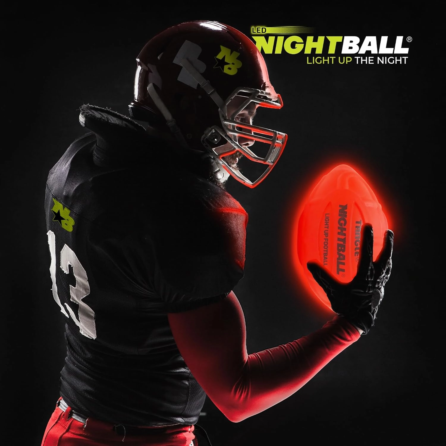 Nightball Light Up Football - Glow in The Dark Football Football - Glow Football for Kids 8-15 - Football Gift - Sports Gift Idea for Boys 8 9 10 11 12 13 14 15 - Gift Ready Box Included