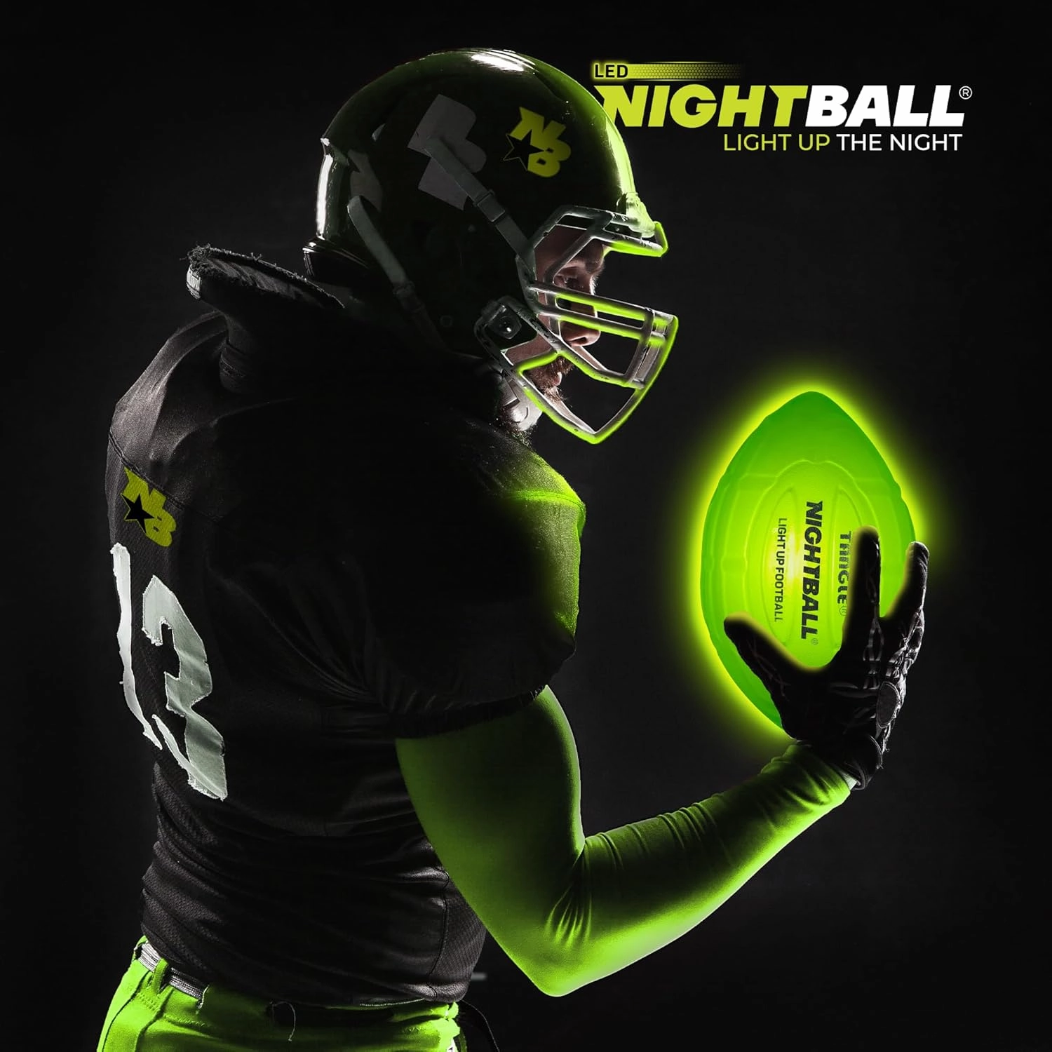 Nightball Light Up Football - Glow in The Dark Football for Kids 8-15 - Sports Gift Idea - Box and Pump Included