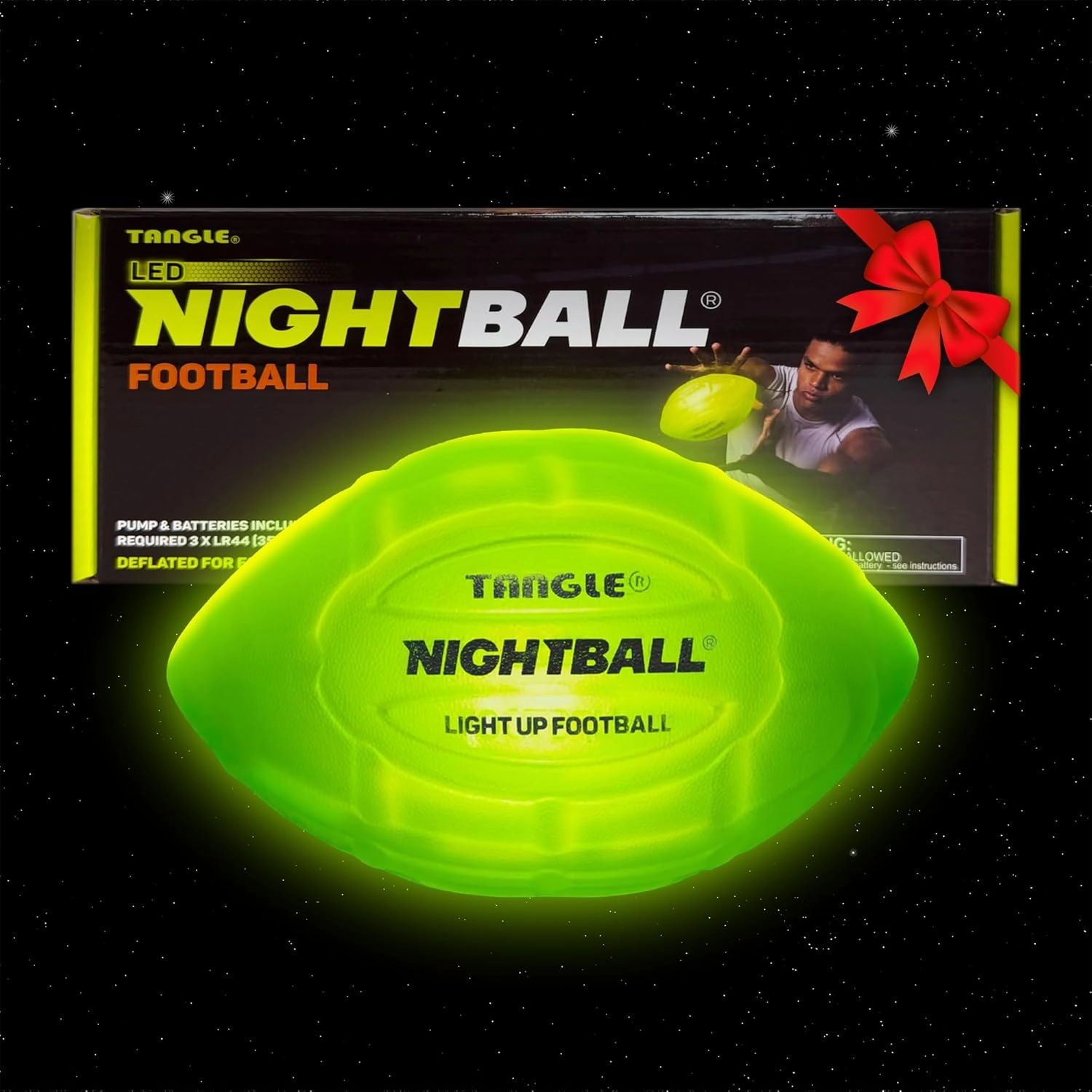 Nightball Light Up Football - Glow in The Dark Football for Kids 8-15 - Sports Gift Idea - Box and Pump Included