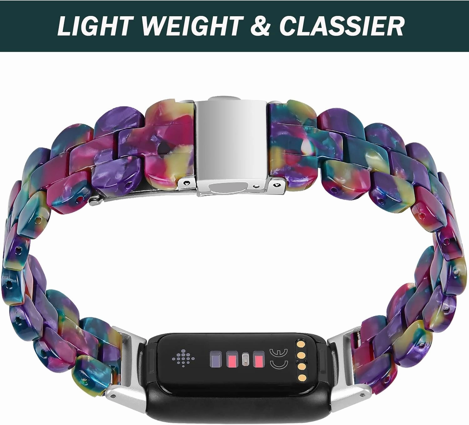 Ninki Compatible Fitbit Luxe Band - Resin Lightweight Smooth Replacement Band for Women & Men (Leopard)