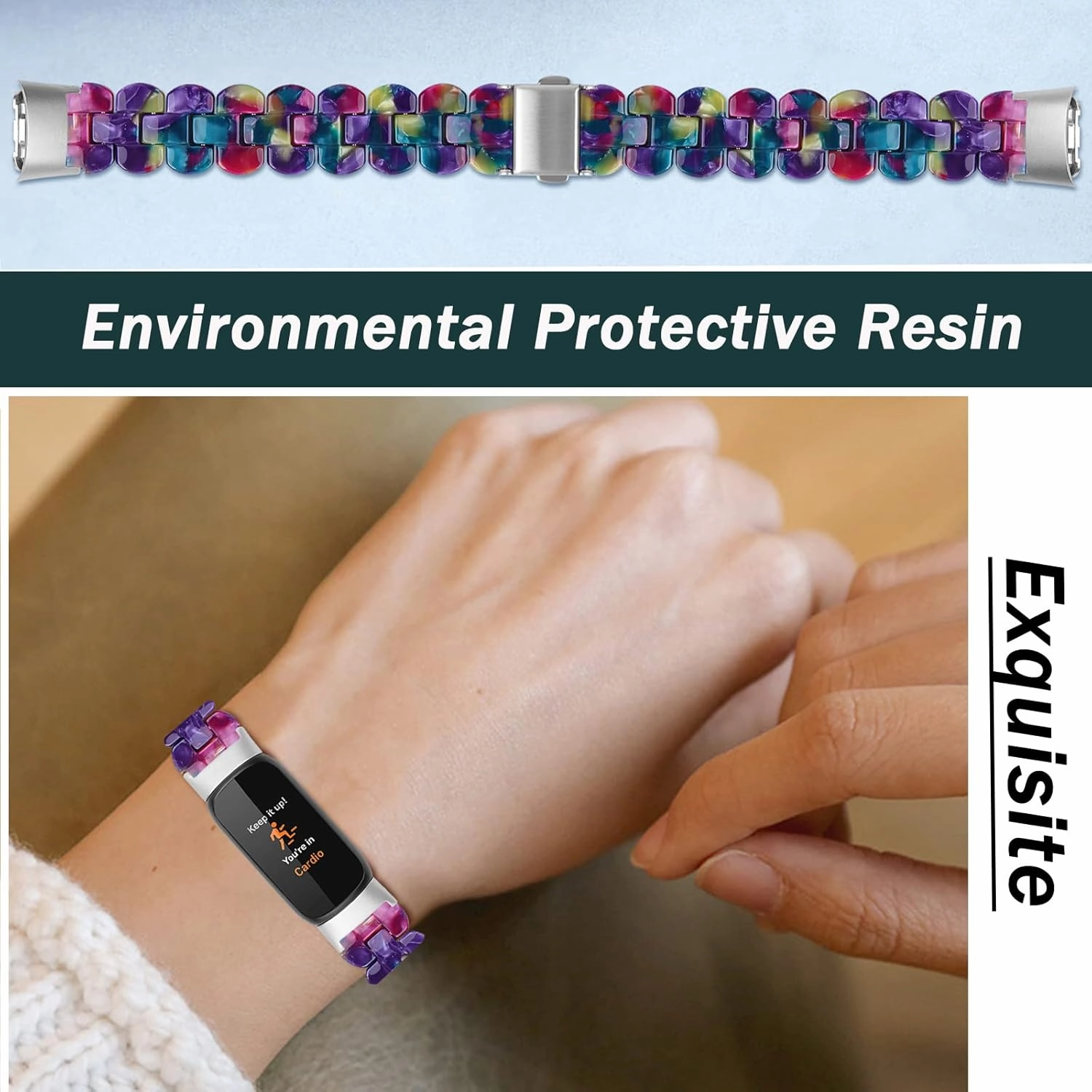 Ninki Compatible Fitbit Luxe Band - Resin Lightweight Smooth Replacement Band for Women & Men (Leopard)