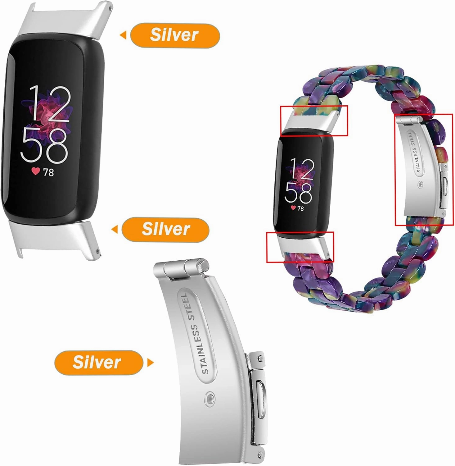 Ninki Compatible Fitbit Luxe Band - Resin Lightweight Smooth Replacement Band for Women & Men (Leopard)