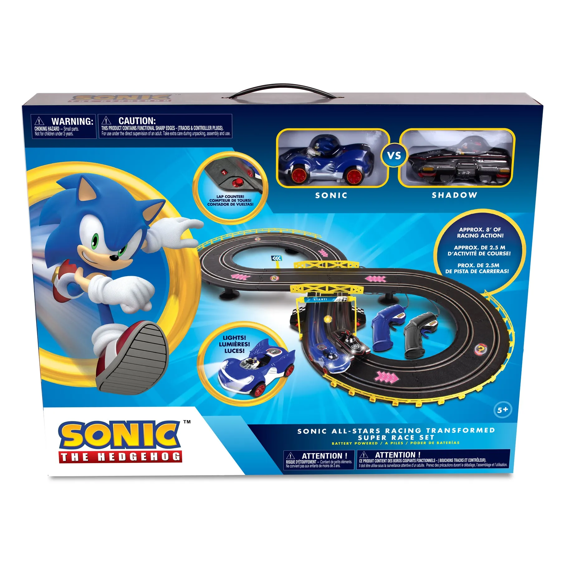 NKOK B/O Sart Sonic & Shadow RC Slot Car Track|Circuit de course à fentes Sart de NKOK avec voitures Sonic et Shadow télécommandées à piles