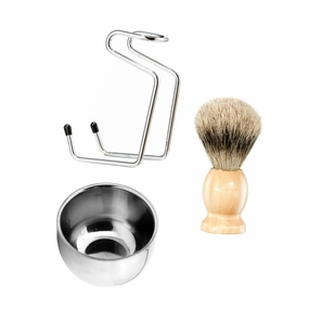 NOLITOY Complete Shaving Kit 3pcs Beard Cleaning Tools (bowl Rack Brush) for Men