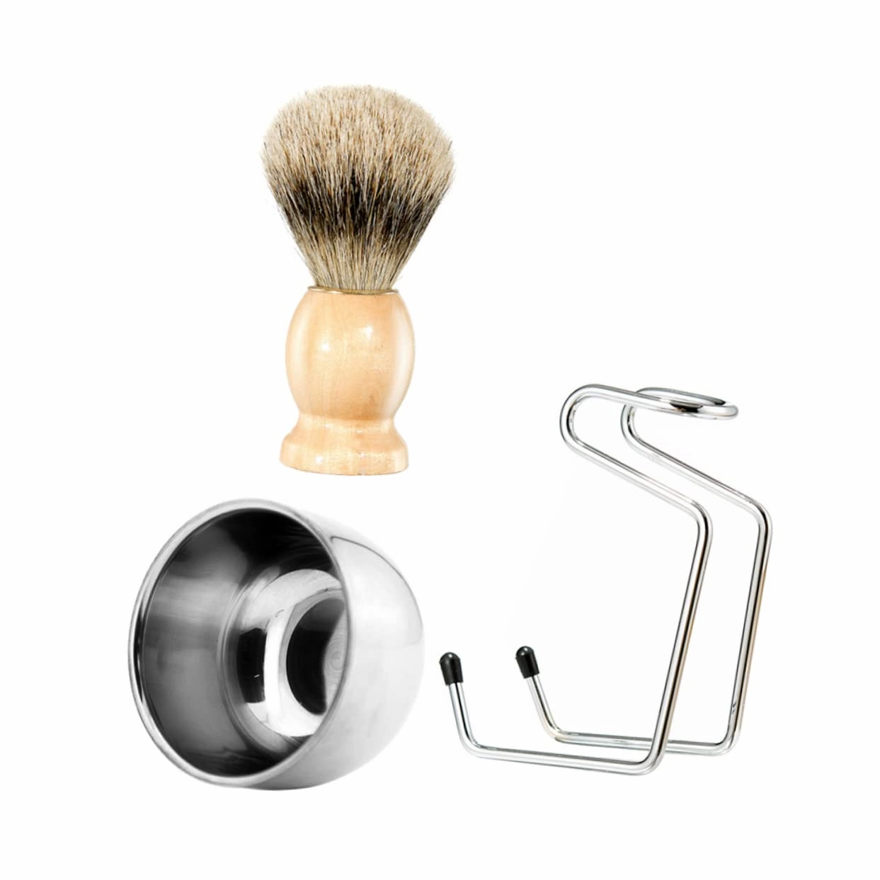 NOLITOY Complete Shaving Kit 3pcs Beard Cleaning Tools (bowl Rack Brush) for Men