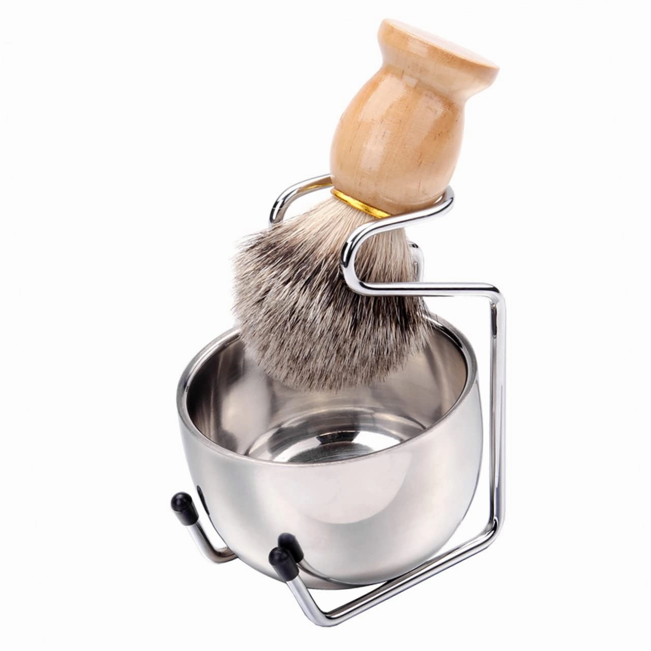 NOLITOY Complete Shaving Kit 3pcs Beard Cleaning Tools (bowl Rack Brush) for Men