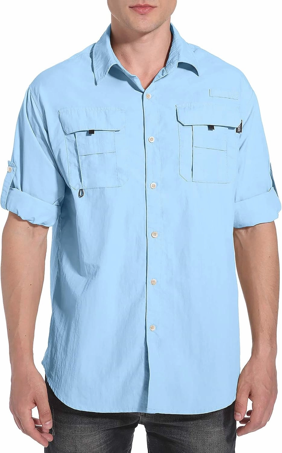 NOMINATE Mens Long Sleeve Fishing Shirts UPF 50  UV Protection Sun Shirts Quick Drying Hiking Lightweight