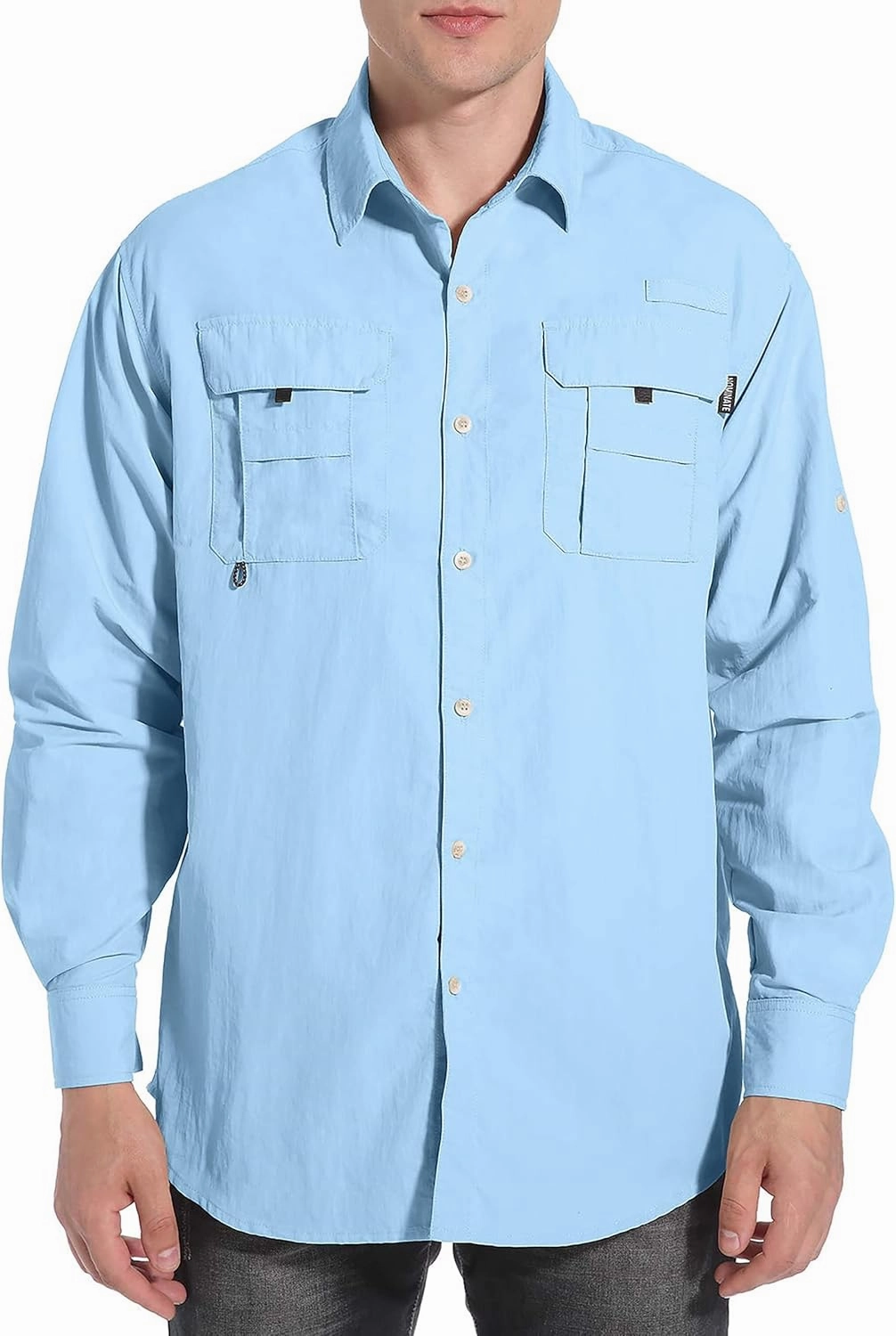 NOMINATE Mens Long Sleeve Fishing Shirts UPF 50  UV Protection Sun Shirts Quick Drying Hiking Lightweight
