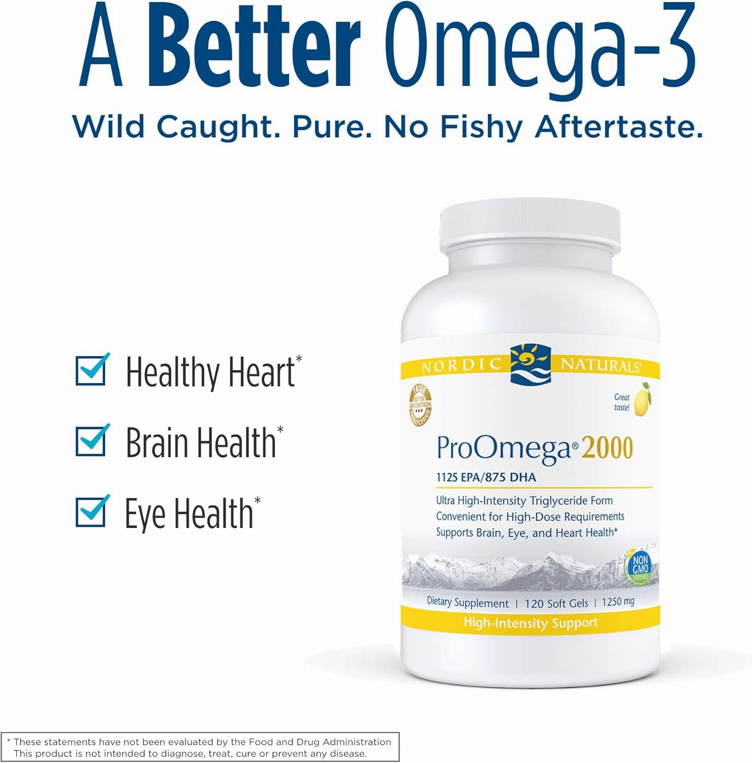 Nordic Naturals ProOmega 2000, Lemon Flavor - 120 Soft Gels - 2150 mg Omega-3 - Ultra High-Potency Fish Oil - EPA & DHA - Promotes Brain, Eye, Heart, & Immune Health - Non-GMO - 60 Servings
