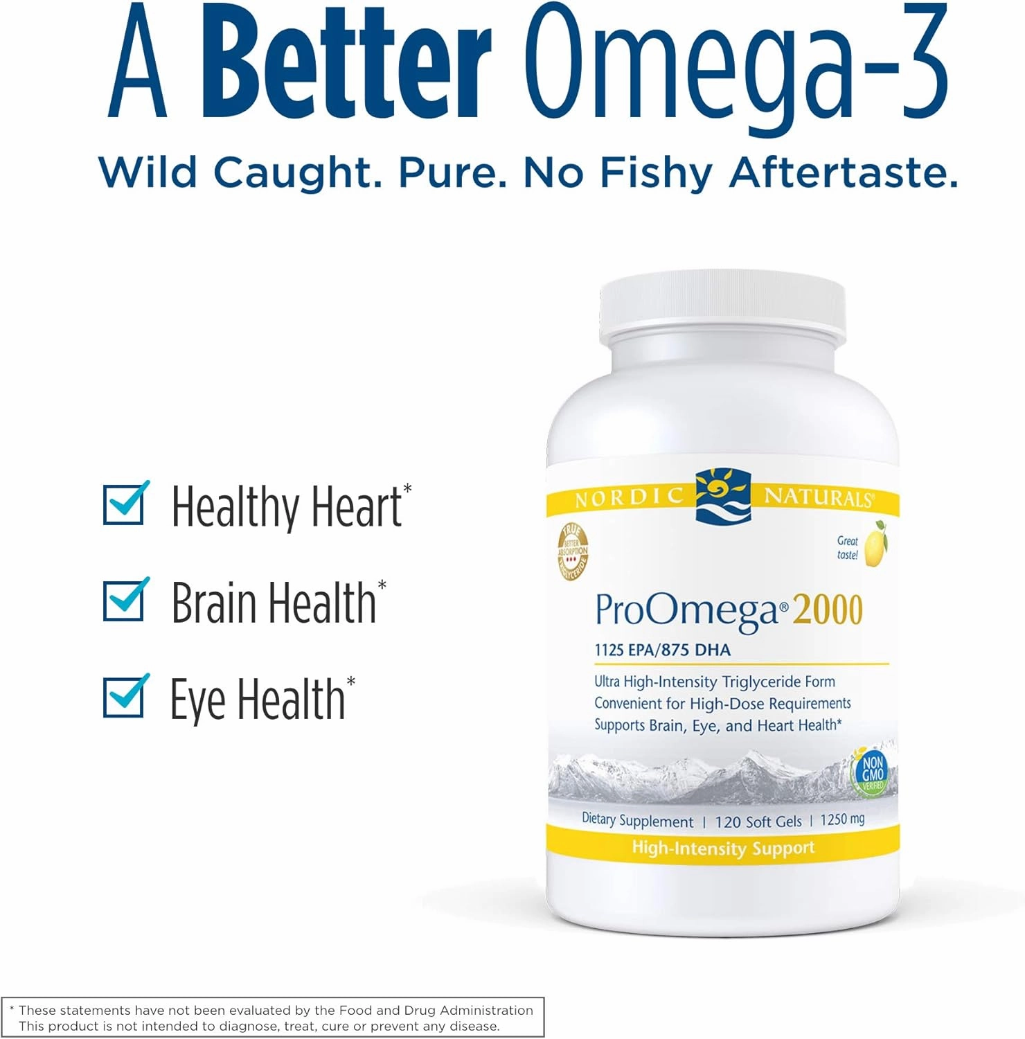Nordic Naturals ProOmega 2000, Lemon Flavor - 120 Soft Gels - 2150 mg Omega-3 - Ultra High-Potency Fish Oil - EPA & DHA - Promotes Brain, Eye, Heart, & Immune Health - Non-GMO - 60 Servings