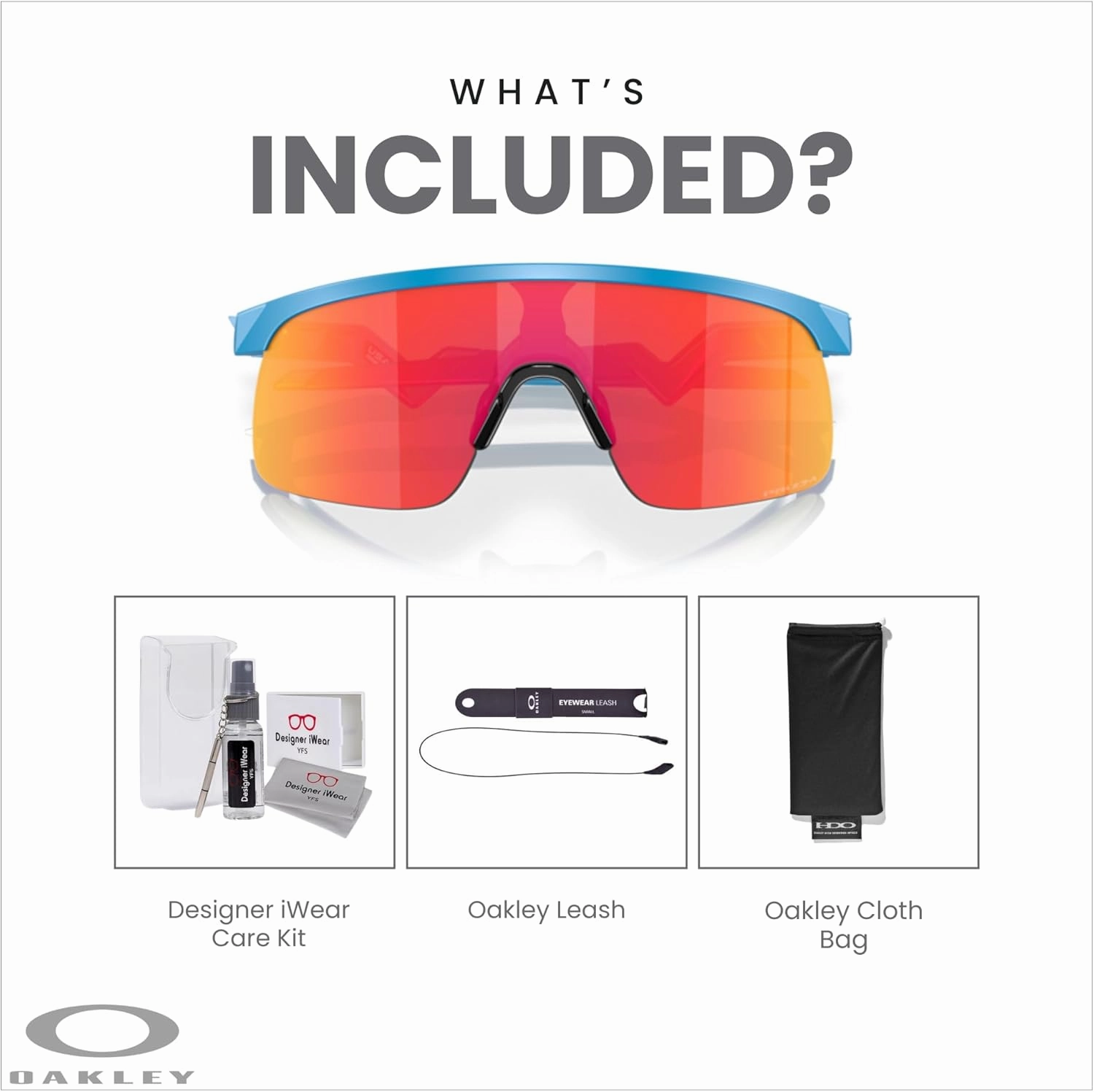 Oakley Kids Resistor OJ9010 Shield Junior Sunglasses for Boys   BUNDLE Accessory Leash   Designer iWear Kit