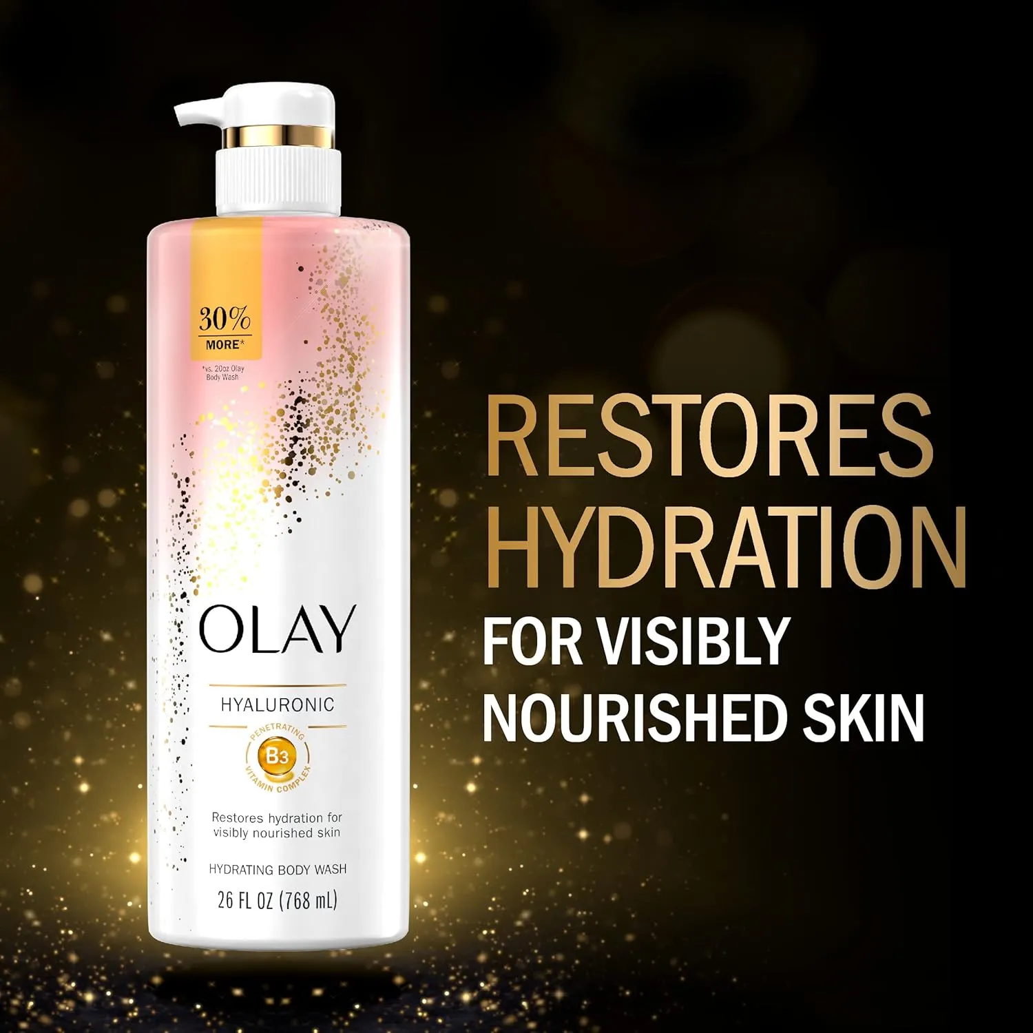 Olay Cleansing & Moisturizing Womens Body Wash 4ct with Vitamin B3 and Hyaluronic Acid 26 fl oz (Pack of 4)