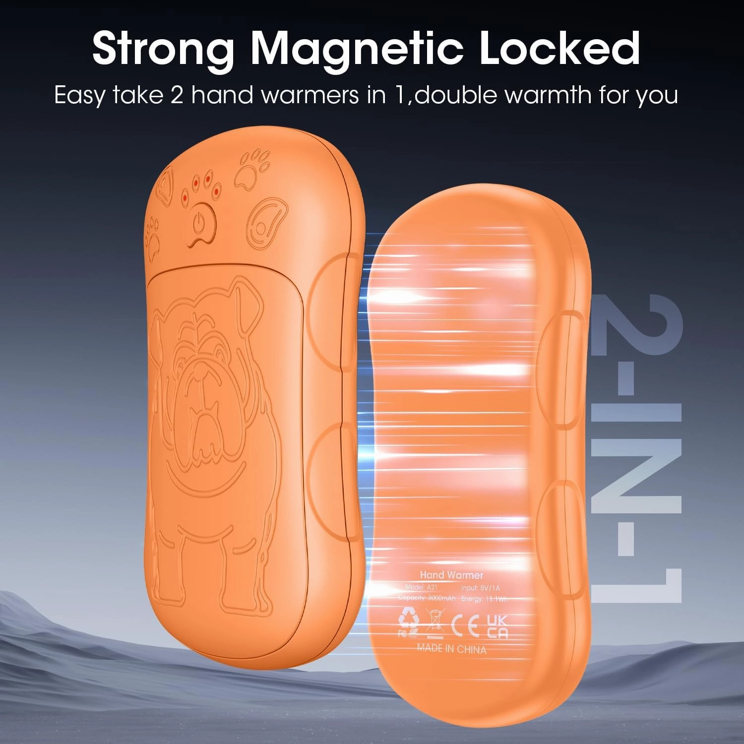OLV Hand Warmers Rechargeable 2 Pack Strong Magnetic 18Hrs Longer Heating Portable Pocket-Sized Hand Warmer 6000mAh USB Hot Heater Birthday Gifts for Men Women Camping,Golf,Hunting,Travel Essentials