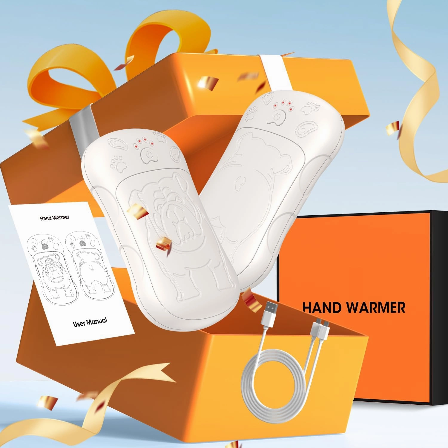 OLV Hand Warmers Rechargeable 2 Pack Strong Magnetic 18Hrs Longer Heating Portable Pocket-Sized Hand Warmer 6000mAh USB Hot Heater Birthday Gifts for Men Women Camping,Golf,Hunting,Travel Essentials