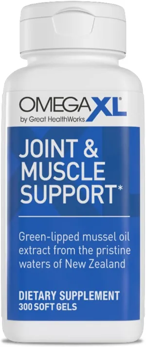 OmegaXL Joint Support Supplement - Natural Muscle Support, Green Lipped Mussel Oil, Soft Gel Pills, Drug-Free, 300 Count
