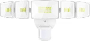 Onforu 120W 12000LM LED Security Lights Motion Sensor Outdoor, Dusk to Dawn Flood Lighting, 5 Heads 360° Wide Angle Illumination, 6500K IP65 Waterproof Hardwired Floodlight Motion Detection (White)