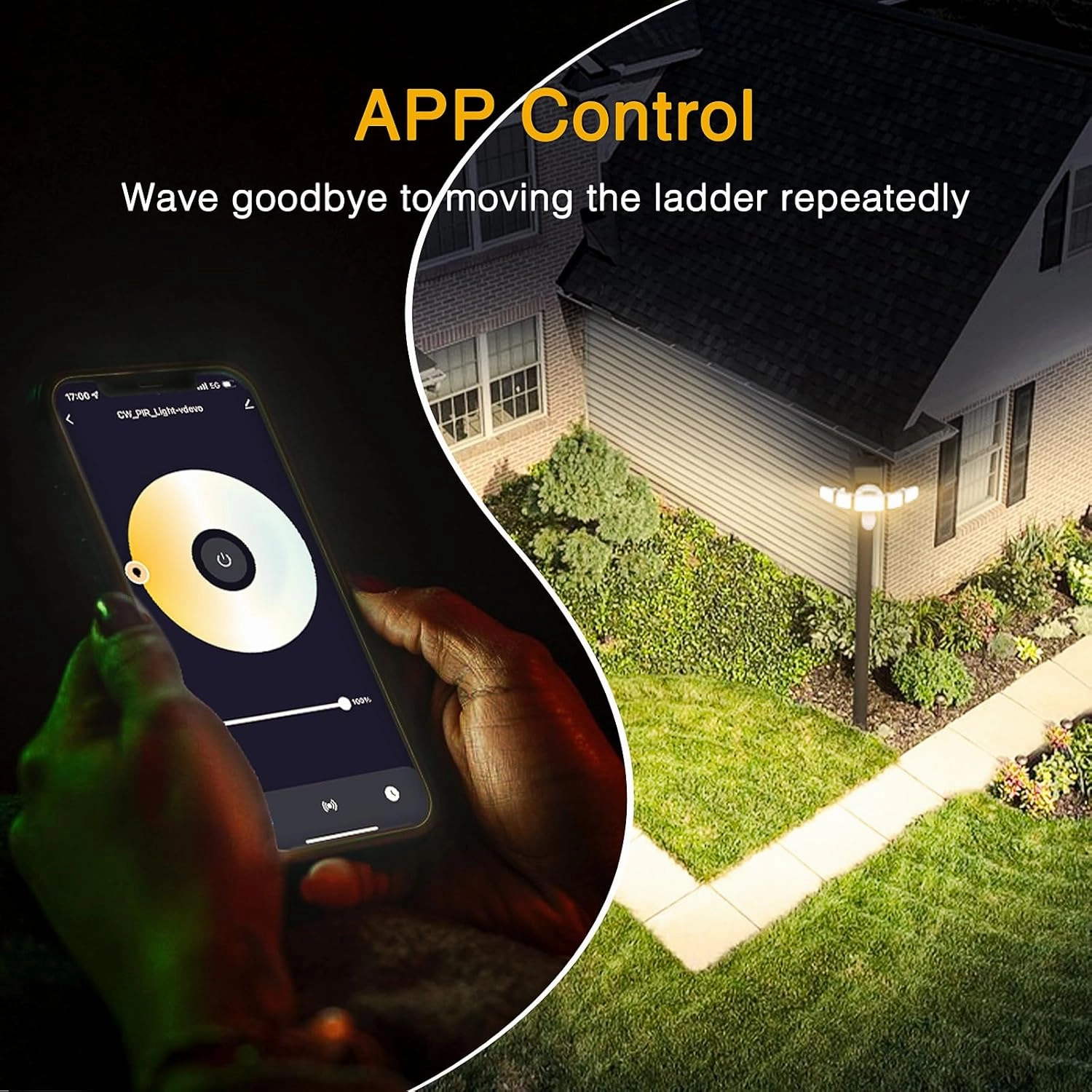 Onforu 55W Smart LED Security Lights Motion Sensor Outdoor 5 Heads, 340° Illumination WiFi Alexa Flood Light 5500LM APP Control, 2500K-6500K Exterior Motion Detector, IP65 Wall Light for Yard, White