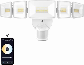 Onforu 55W Smart LED Security Lights Motion Sensor Outdoor 5 Heads, 340° Illumination WiFi Alexa Flood Light 5500LM APP Control, 2500K-6500K Exterior Motion Detector, IP65 Wall Light for Yard, White