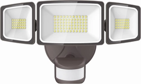 Onforu 65W LED Security Lights Motion Sensor Light Outdoor, 6500LM, 6500K, IP65 Waterproof, Flood Light Outdoor Motion Detector with Adjustable 3 Head, Hardwired Wall Light for Entryway, Yard (Brown)
